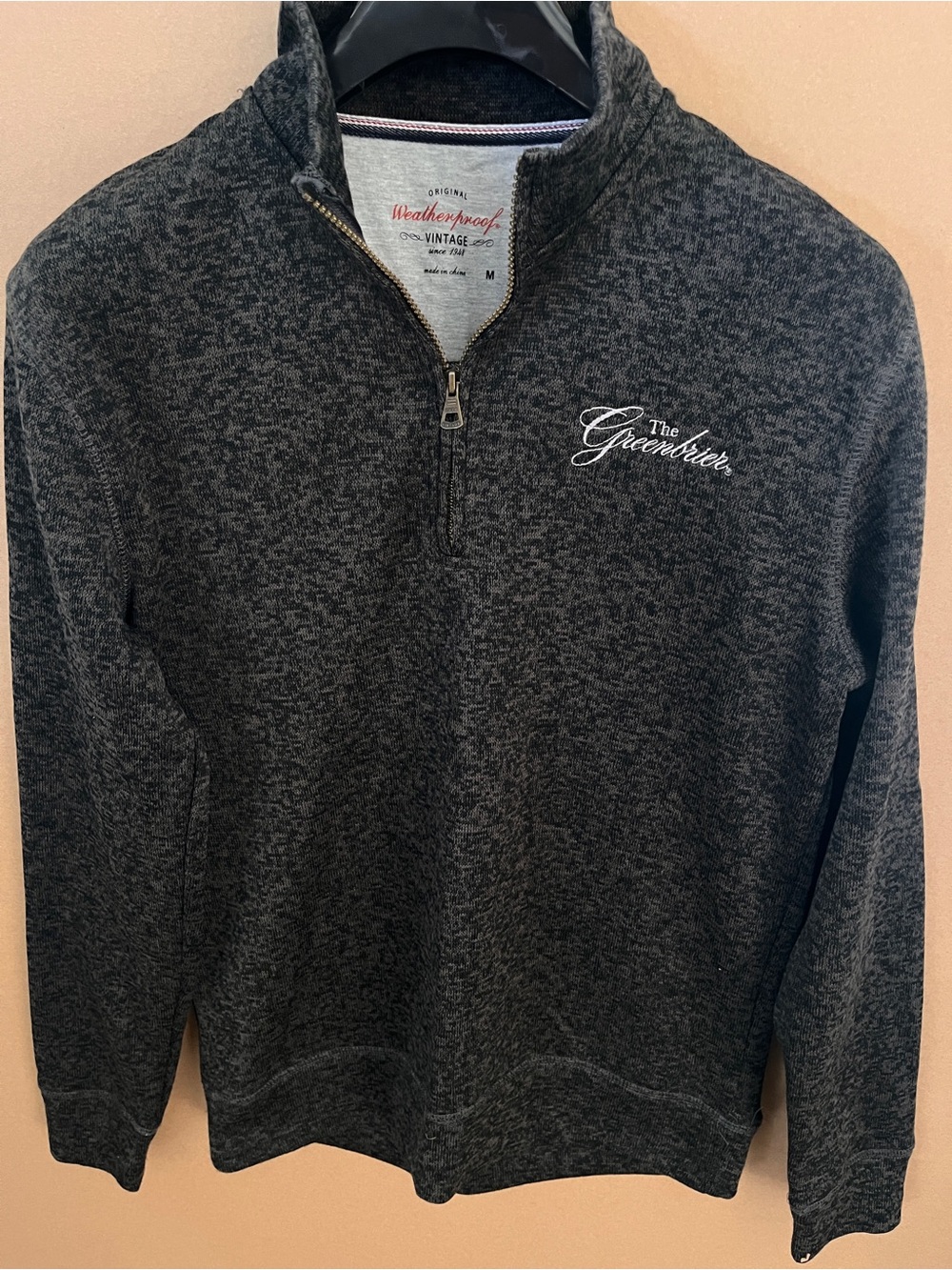 Mens Greenbrier 1/4 Zip Pullover Sweater Size Medium Weatherproof Black Mint